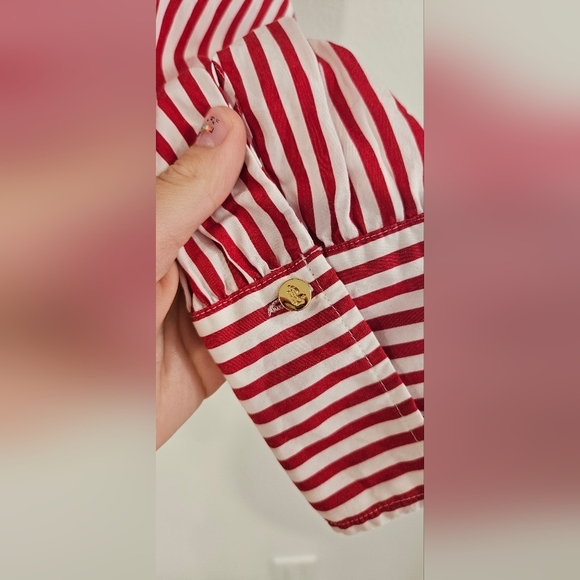 Lauren Ralph Lauren Striped Tie-Front Cotton Shirt SP - Picture 3 of 5